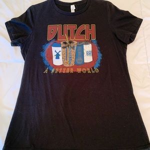 Dutch Bros women’s black short sleeve tee with front logo